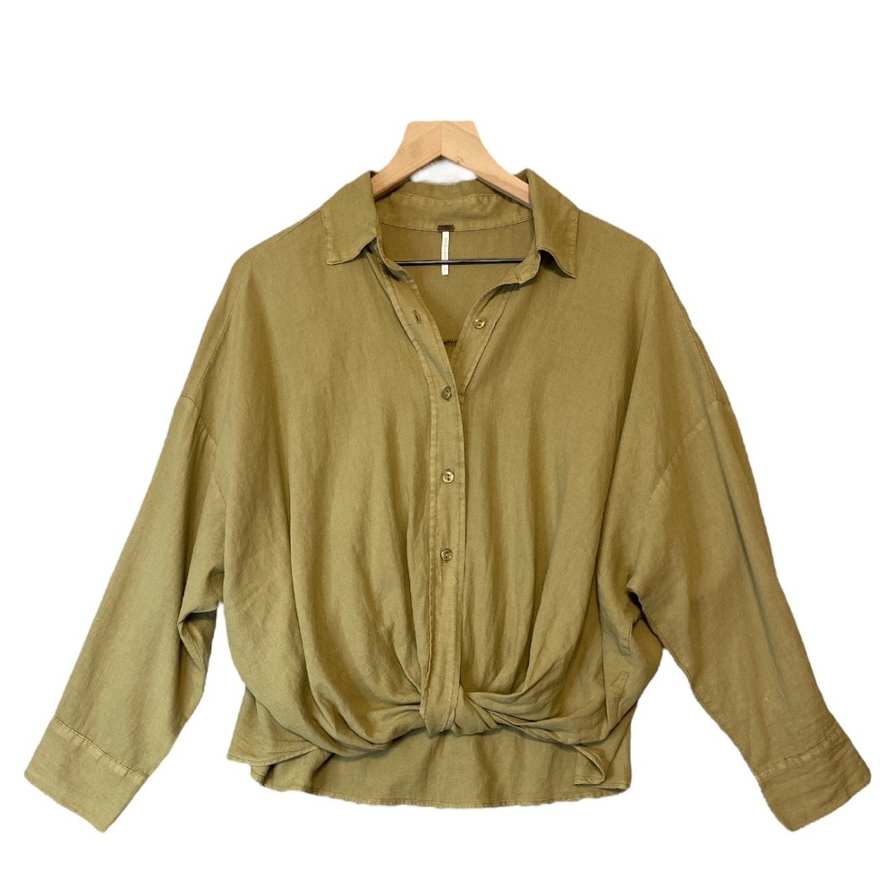 YFB‎ Young Fabulous & Broke Linen Blend Top Size S Loose Fit Cropped Boho Vibes